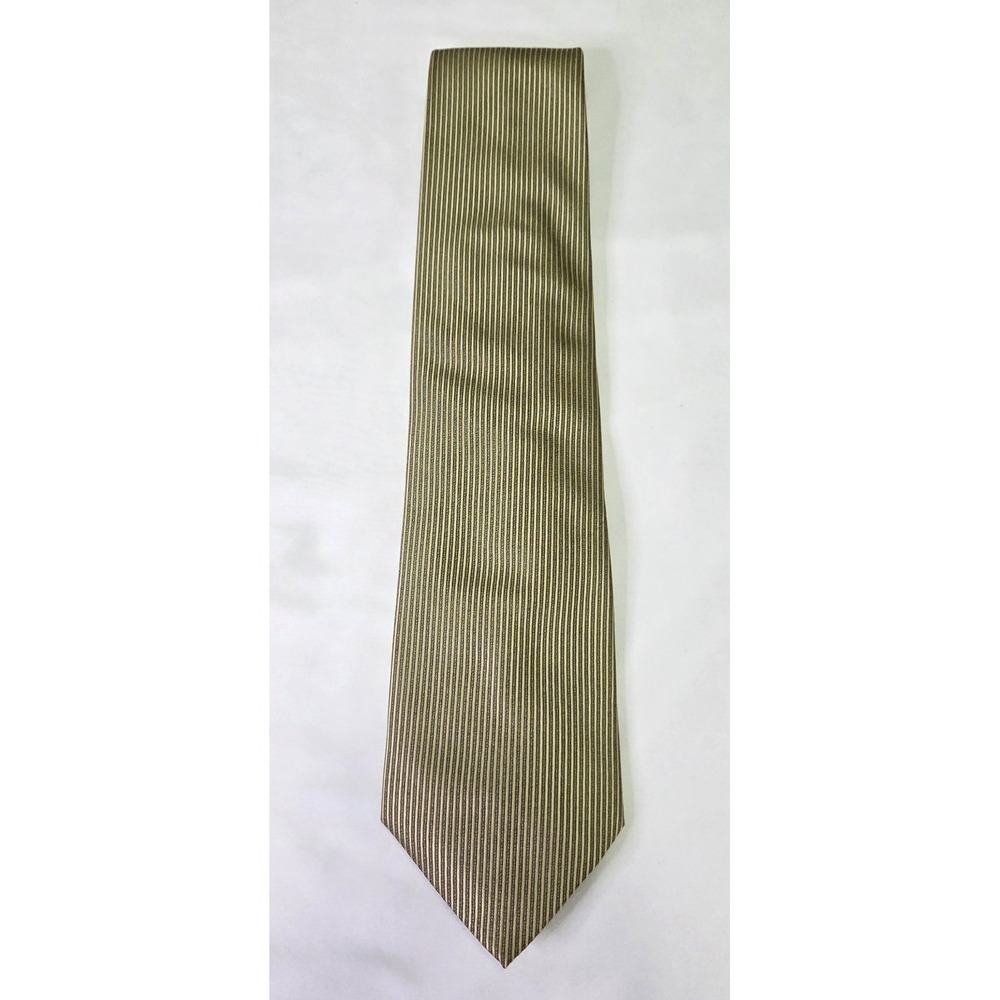 Giorgio Armani Black Label Mens Vtg Gold Stripe Silk Tie Old Money Quiet Luxury
